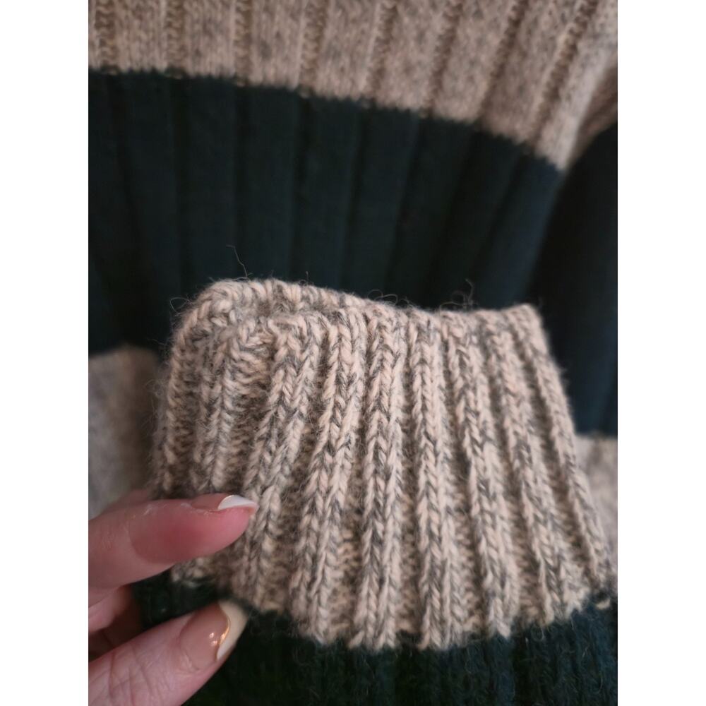 Vintage Wool Blend Chunky Rib Knit Striped Crewneck Sweater M Authentic Issue 90 - Picture 4 of 6